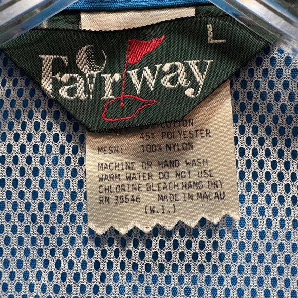Mens Retro Blue Fairway Brand Jacket Large Full Zip Vented Vintage Lightweight - Picture 3 of 10